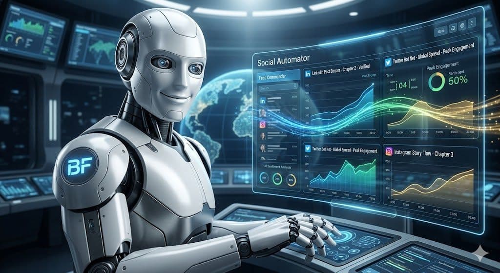 BuzFind Social Automator AI Agent strengthening social signals with Open Graph tuning, share-card optimization, and cross-platform posting