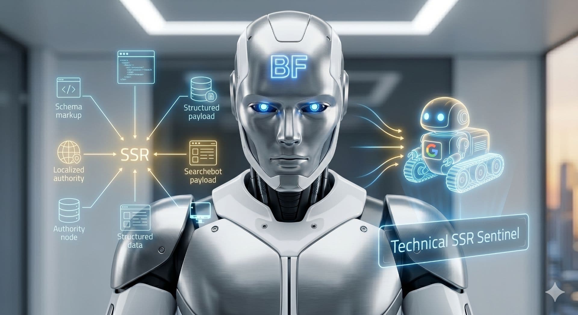 BuzFind Technical SSR Sentinel AI Agent verifying server-side rendered HTML, crawler accessibility, and Core Web Vitals across every route