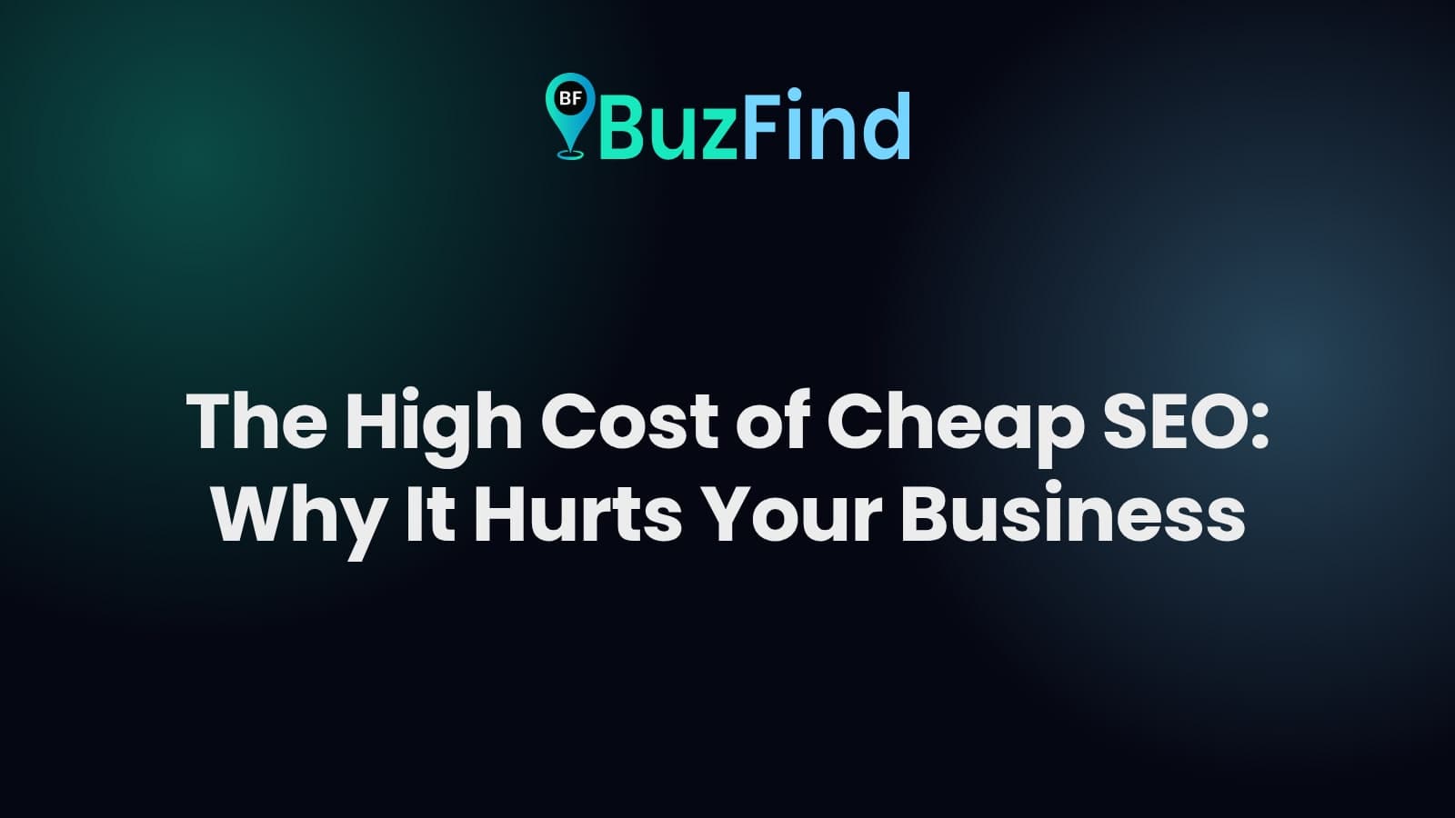 BuzFind logo above the article title: The High Cost of Cheap SEO: Why It Hurts Your Business