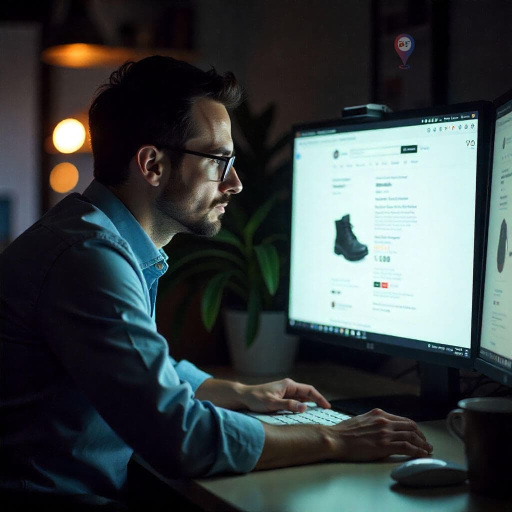 Ecommerce SEO tips showing an online store product page with optimization elements