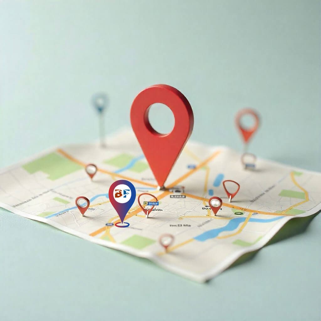 Local SEO guide showing Google Maps with business locations and local search rankings