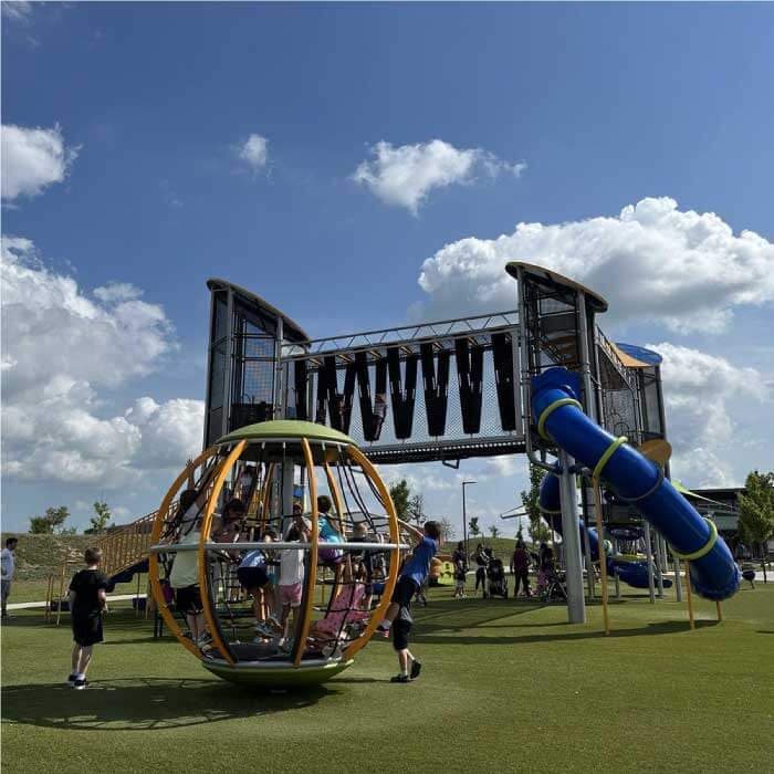 Dunkirk City Park in Dunkirk, Indiana with playground equipment and green space