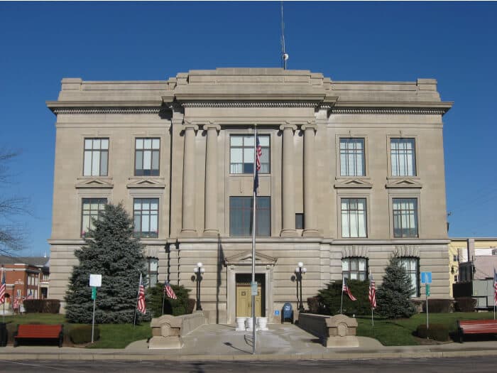Jay County Courthouse in Portland Indiana representing local business center