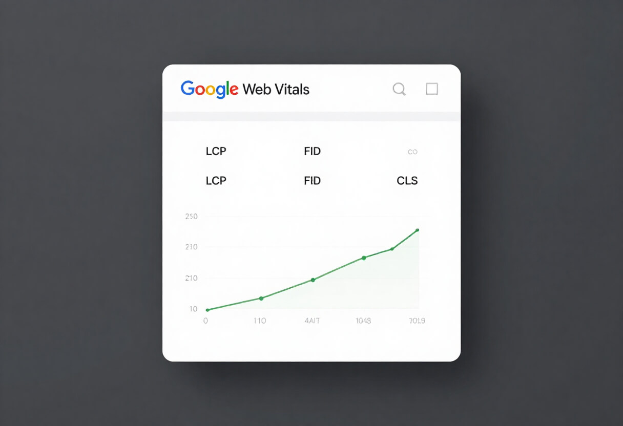 Core Web Vitals metrics showing LCP, INP, and CLS performance indicators for 2026 SEO optimization.