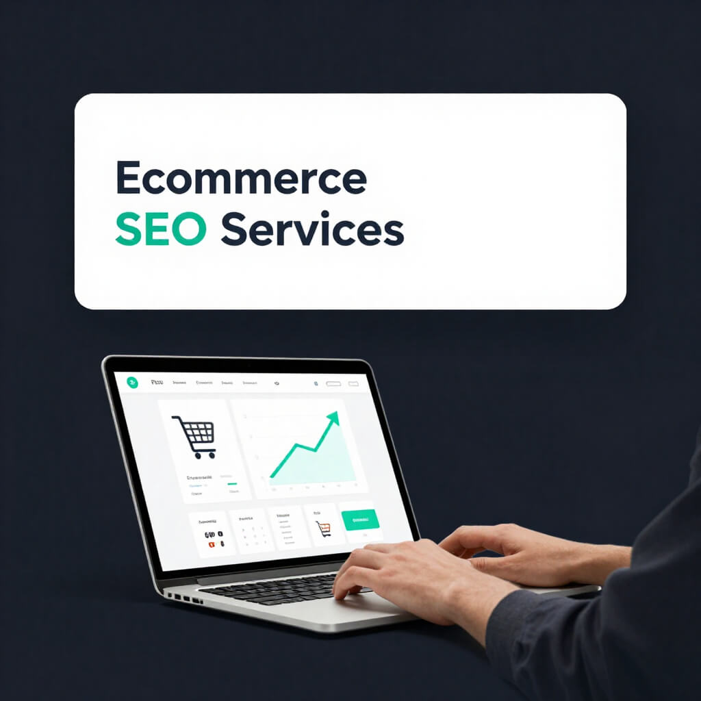 Ecommerce SEO services showing product optimization, online store rankings, and increased sales for small businesses.