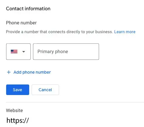Image showing where to add 'Contact Information' in Google My Business