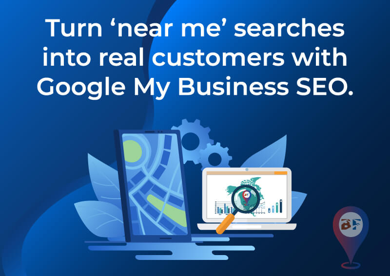 Google My Business SEO services showing a local business ranking in Google Maps near me search results.