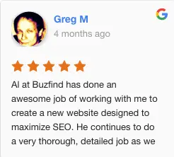 BuzFind Google Review by Greg Ming of Sensuron