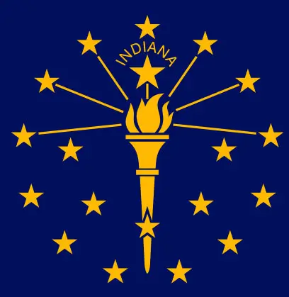 Indiana state flag representing SEO Services Indiana - gold torch with 19 stars