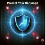 Website shield protecting against malware attack impacting SEO rankings