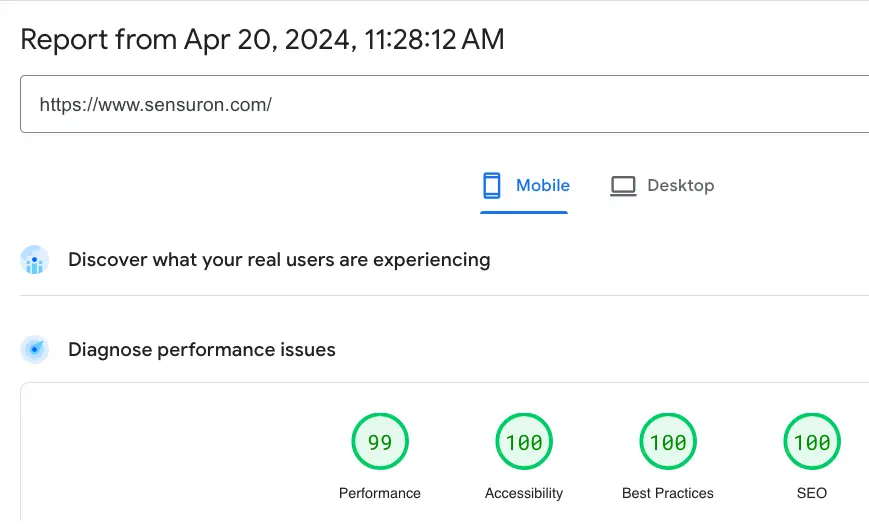 sensuron site speed optimization mobile